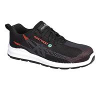 Portwest FC06 Eco Fly Composite Trainer S1PS SR FO Black/Red UK4 Colou UK4 - EU37 - US5