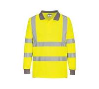 Portwest Eco High Visibility Polo Shirt Long Sleeve Yellow 3XL Pack 6