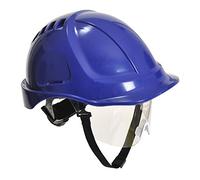 Portwest PW54 Endurance Plus Visor Helmet Unvented ABS Shell | Royal Blue, One Size, EN 50365, EN 166, EN 397, Head Protection, Wheel Ratchet, Chin Strap, Workwear