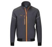 Portwest EV464 Men's Waterproof Softshell Bomber Jacket - Lightweight Breathable Reflective Workwear Jacket with Hood Metal Grey, Small