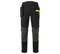 Portwest EV440 Men's Slim Fit Work Trousers - Stretch Fabric Workwear Utility Safety Trousers with Holster and Knee Pad Pockets Black, 34