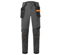 Portwest EV440 EV4 Stretch Work Trousers with Detachable Holster Pockets - Breathable Workwear, Metal Grey Tall, 46