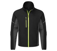 Portwest EV475 Men's Slim Fit Work Jacket - Stretch Fabric Reverse Zip with Reflective Print Black, 4X-Large
