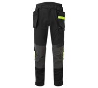 Portwest EV440 EV4 Stretch Work Trousers with Detachable Holster Pockets - Breathable Workwear, Black Tall, 36
