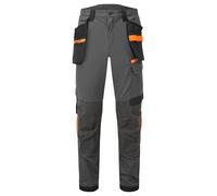Portwest EV441 Men's Slim Fit Work Trousers - Stretch Fabric Workwear Utility Safety Trousers with Cargo and Knee Pad Pockets Black, 36