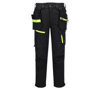 Portwest EV446 EV4 Lightweight Detachable Holster Work Trousers Four Way Stretch Fabric High Rise Back Zip Off Pockets FlexiHem Adjuster Laser Cut Ventilation EN 14404, Short, Black , 34