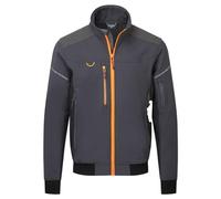 Portwest EV464 Men's Waterproof Softshell Bomber Jacket - Lightweight Breathable Reflective Workwear Jacket with Hood Metal Grey, XX-Large
