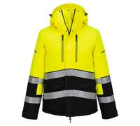Portwest EV467 - EV4 Hi-Vis Winter Jacket Hooded Waterproof Zipped Coat - Yellow