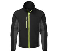 Portwest EV475 Men's Slim Fit Work Jacket - Stretch Fabric Reverse Zip with Reflective Print Black, Large