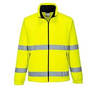 Portwest F250 Hi-Vis Essential Fleece Long Sleeve Secure Storage Reflective | Yellow, Small, EN ISO 20471 Class 3, RIS 3279-TOM, UPF 50+, Contrast Navy Collar and Zip, Elasticated Cuffs, Workwear