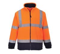 Portwest F301 Hi-Vis Contrast Fleece Long Sleeve Breathable Mesh Polyester | Orange/Navy, 3X Large, EN ISO 20471 Class 3, EN 14058 Class 1, RIS 3279-TOM, 2 Side Zip Pockets, 40+ UPF Rated Fabric, Rail