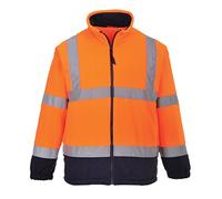 Portwest F301 Hi-Vis Contrast Fleece Long Sleeve Breathable Mesh Polyester | Orange/Navy, Small, EN ISO 20471 Class 3, EN 14058 Class 1, RIS 3279-TOM, 2 Side Zip Pockets, 40+ UPF Rated Fabric, Rail
