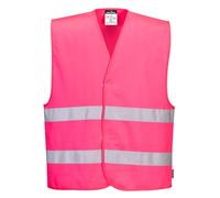 Portwest F474 Iona Hi Vis Vest Mens Womens Reflective Safety Gilet Lightweight Breathable Workwear Crew Steward Visitor Event Warehouse Contractor Security Driver, Pink, XX/3X