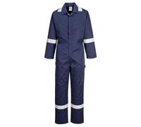 Portwest F813 Iona Coverall Two Back Patch Pockets Concealed Zip Opening | Navy, X Large, UPF 40+, EN 17353 Type B2, Durable Polycotton Fabric, Reflective Tape, Hammer Loop, Radio Loops, Workwear