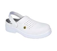 Portwest Portwest Compositelite ESD Perforated Safety Clog SB AE, Size: 36, Colour: White, FC03WHR36