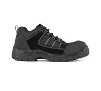 Portwest FC24 Composite Low Shoe S1 Non Metallic Suede TPU Scuff Cap Slip Resistant Anti Static Dual Density Oil Resistant Lightweight Safety Footwear, Black, 38