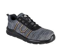 Portwest FC25 Composite Textile Trainer Non Metallic Lightweight Breathable | Grey, 10, S3S EN ISO 20345, Slip Resistant Outsole, Gel Cushioned Footbed, Anti-Static Footwear, Back Pull-Tab, Dual Density
