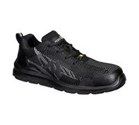 Portwest FC32 Composite Trainer S1PS ESD Flyknit Breathable Seamless Toe Cap Lightweight Non Metallic Slip Resistant Anti Static Work Footwear, Black/Zoom Grey, 43