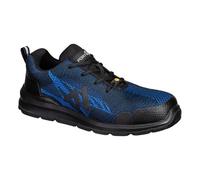 Portwest FC32 Composite Trainer S1PS ESD Flyknit Breathable Seamless Toe Cap Lightweight Non Metallic Slip Resistant Anti Static Work Footwear, Navy/Royal, 44