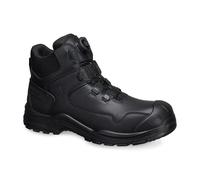 Portwest FC38 Composite Leather Ankle Boot S3S Footwear Wire Lace System Heat Resistant Outsole Full Grain Leather Slip Resistant Safety Work Boot With Quick Release Adjustment, Black, 10.5