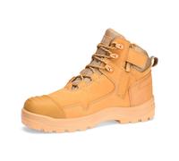 Portwest FD04 Composite Toe Work Boot Nubuck Leather Mid Height Safety Zip Boots Anti-Static Slip Oil Heat Resistant PU Rubber Sole PPE Workwear, Wheat, 44