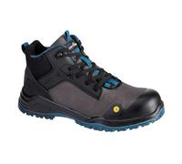 Portwest FE01 Bevel Composite Mid Boot S3S ESD SR FO Lightweight Non Metallic Safety Composite Toecap Pierce Slip Resistant Dole Water Resistant Reflective Trim, Black/Teal , 9