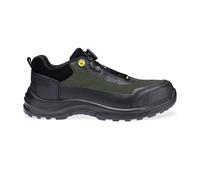 Portwest FE05 Girder Composite Low Shoe S3S ESD Wire Lace Cut Resistant Reflective TPU Toe Cap Slip Oil Resistant Non Metallic Safety Footwear, Black/Green, 41