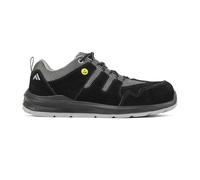 Portwest FE07 Composite Trainer S1 ESD Cow Suede Mesh Breathable Slip Resistant Non Metallic Lightweight Anti Static Safety Footwear, Black/Grey, 38