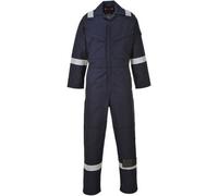 Portwest FR50 Men's Reflective Flame Resistant FR Anti-Static Coverall Arc Proof Overalls 350g Navy Tall, M