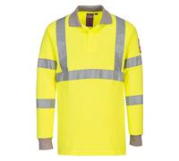 Portwest Flame Resistant Anti-Static Hi-Vis Long Sleeve Polo Shirt