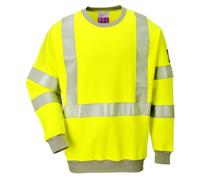 Portwest Flame Resistant Anti-Static Hi-Vis Sweatshirt, Color: Yellow, Size: M, FR72YERM