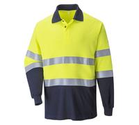 Portwest Flame Resistant Anti-Static Hi Visibility 2-Tone Polo Shirt Y S