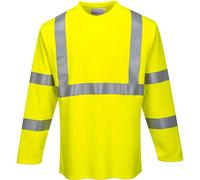 Portwest Flame Resistant Hi Vis Long Sleeve T Shirt Yellow 2XL