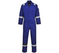 Portwest FR28 Bizflame Work FR Coverall Rule Pocket Two-Way Zip Radio Loops | Royal Blue, Large, EN ISO 11612, EN 1149-5, Class 2 Welding Protection, Side Access Openings, Two Back Patch Pockets