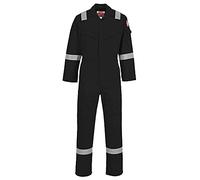 Portwest Flame Resistant Light Weight Anti-Static Coverall 280g, Size: S, Colour: Black, FR28BKRS
