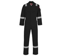 Portwest FR21 Men's Lightweight Fireproof Overalls Flame Resistant Anti-Static Welding Coverall Boiler Suit Black, Medium