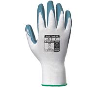 Portwest Flexo Grip Nitrile Tradesmans Gloves Grey / White XS
