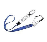 Portwest FP50 Single Webbing 1.8m Lanyard With Shock Absorber Polyester | Royal Blue, One Size, CE Certified, EN 354, EN 355, EN 362, UKCA, 52mm Scaffolding Hook Opening, 19mm Carabiner Opening
