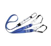 Portwest FP51 Double Webbing 1.8m Lanyard With Shock Absorber Polyester | Royal Blue, One Size, CE Certified, EN 354, EN 355, UKCA, 52mm Scaffolding Hook Opening, 19mm Carabiner Opening, Durable