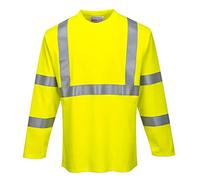 Portwest FR Hi-Vis Long Sleeve T-Shirt, Color: Yellow, Size: M, FR96YERM
