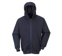 Portwest FR Zip Front Hooded Sweatshirt, Color: Navy, Size: 4XL, FR81NAR4XL