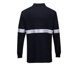 Portwest FR03 Modaflame Knit FR Long Sleeve Flame Retardant Polo Shirt | Navy, Medium, EN ISO 11612 Heat Protection, EN 1149-5 Anti-Static, CE-CAT III