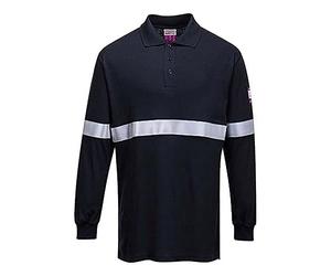 Portwest FR03NARM FR Anti-Static Long Sleeve Polo Shirt, Medium, Navy