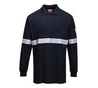 Portwest FR03NARXL FR Anti-Static Long Sleeve Polo Shirt, X-Large, Navy