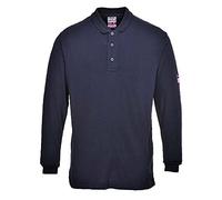 Portwest FR10 Flame Resistant Anti-Static Long Sleeve Polo Shirt Navy, X-Large
