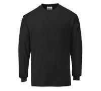 Portwest FR11 Modaflame Knit FR Long Sleeve T-Shirt 40+ UPF Rated Fabric FR | Black, X Large, EN 61482-1-2 Class 1, EN ISO 11612, Classic Fit, Flame Resistant Ribbed Cuff, Machine Washable, Workwear