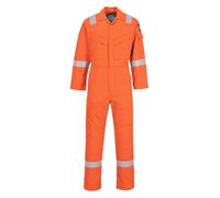 Portwest FR21 Men's Bizflame FR Lightweight Fireproof Coverall Flame Resistant Overall Anti-Static Welding Safety Boiler Suit 100% Cotton Reflective Knee Pad Pockets, Orange, L