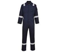 Portwest FR21 Men's Bizflame FR Lightweight Fireproof Coverall Flame Resistant Overall Anti-Static Welding Safety Boiler Suit 100% Cotton Reflective Knee Pad Pockets, Navy Tall, L