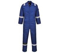 Portwest FR21 Men's Bizflame FR Lightweight Fireproof Coverall Flame Resistant Overall Anti-Static Welding Safety Boiler Suit 100% Cotton Reflective Knee Pad Pockets, Royal Blue, M