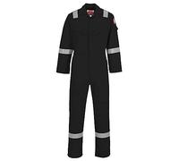 Portwest FR21 Men's Lightweight Fireproof Overalls Flame Resistant Anti-Static Welding Coverall Boiler Suit Black, Large